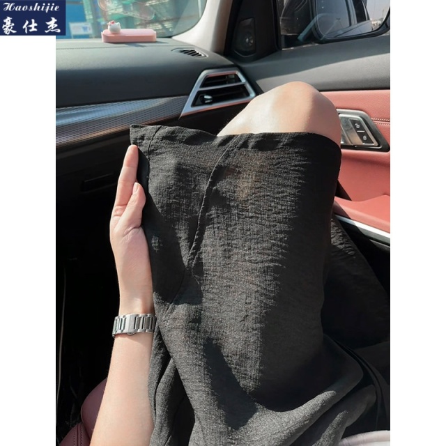 13616737.《百搭透气》夏季新款休闲舒适透气斜切轻薄亚麻老钱风短裤男