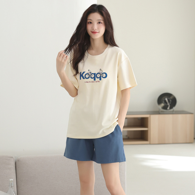 13619163.派邦奴睡衣夏季纯棉短袖圆领休闲可外穿家居服套装ck