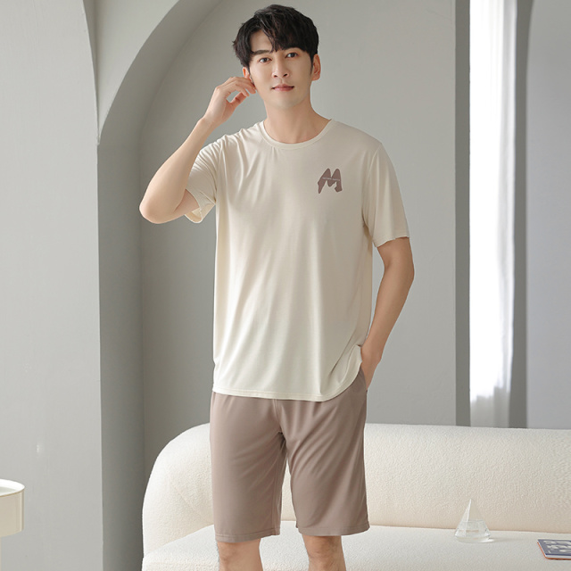 13619177.派邦奴带胸垫简约夏季短袖情侣可外穿家居服cx
