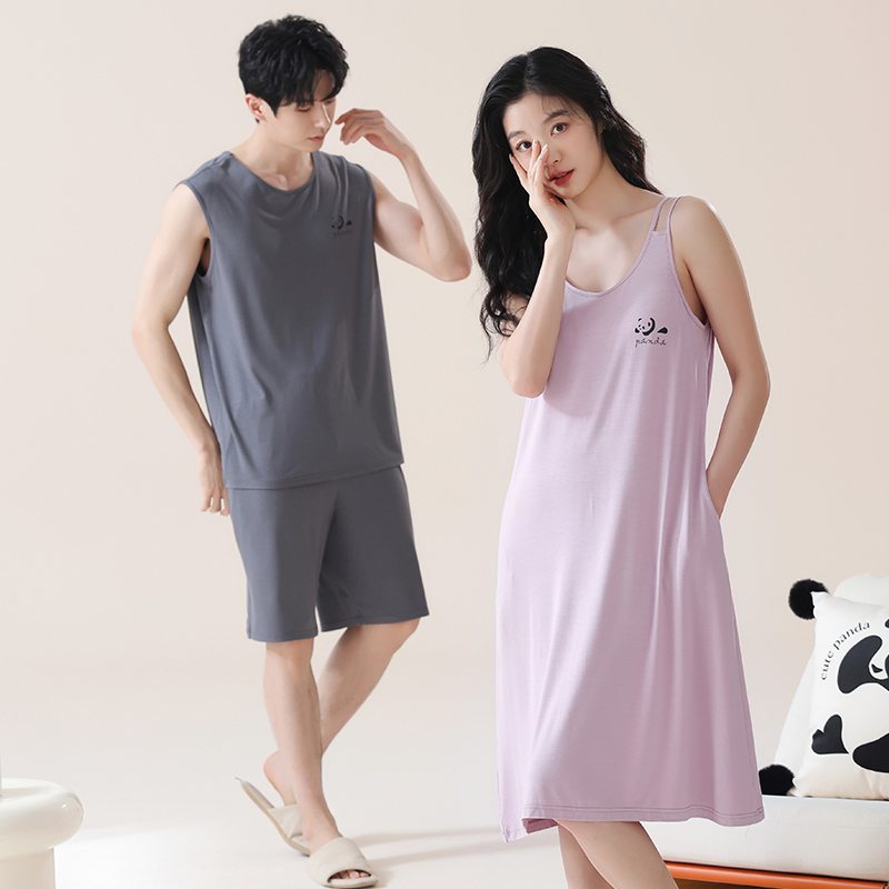 13619178.派邦奴带胸垫凉感情侣背心夏季薄款亲肤舒适可外穿睡衣cx