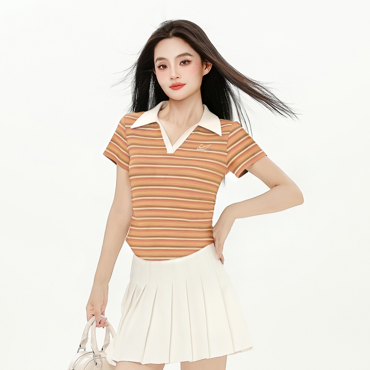 13715522.i.t ccaabb女装简约设计夏季日常休闲条纹Polo衫
