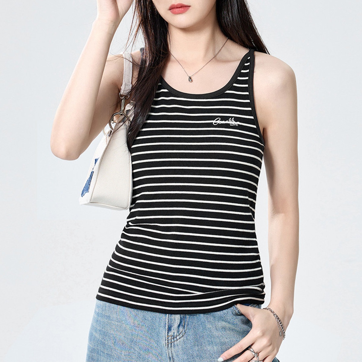 13715516.i.t ccaabb女装条纹背心夏季可爱少女无袖上衣