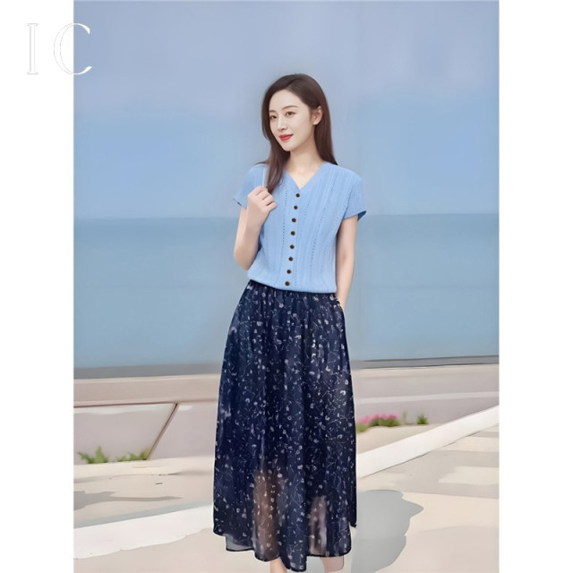 13622020.显瘦碎花高腰中长款慵懒流行漂亮显瘦减龄时髦气质穿搭半身裙
