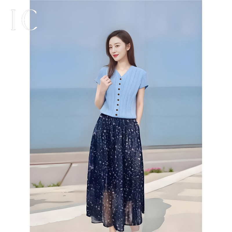 13622020.显瘦碎花高腰中长款慵懒流行漂亮显瘦减龄时髦气质穿搭半身裙