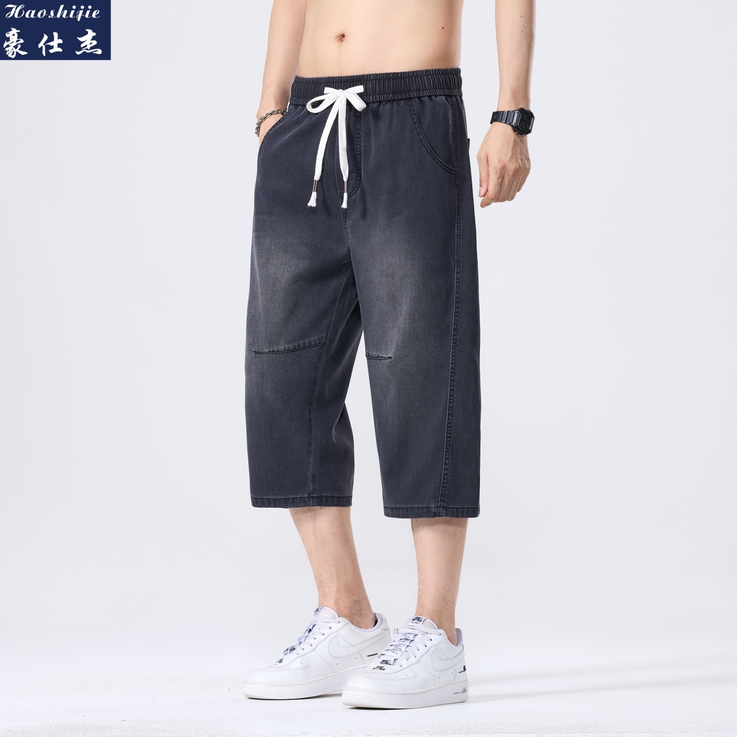 13622757.《百搭时髦》夏季新款牛仔七分裤男直筒青少年短裤男