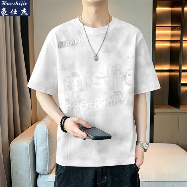 13622758.《休闲舒适》夏季新款美式青少年短袖T恤衫潮流宽松凉感短袖