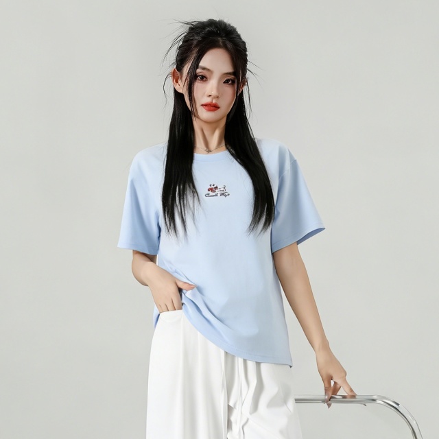 13715448.it ccaabb夏季chic高级感卡通狗狗短袖女宽松T恤上衣