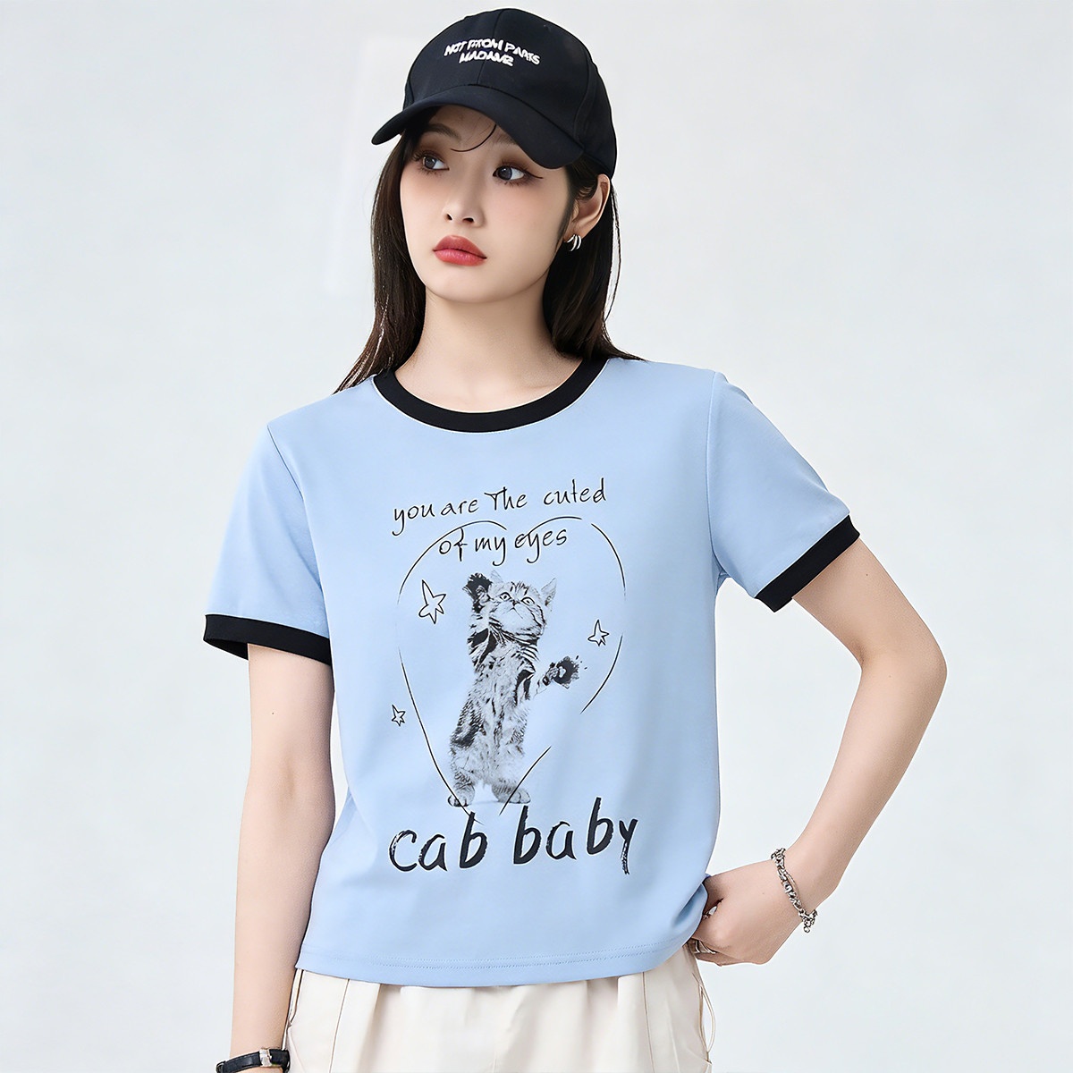 13715472.it ccaabb女装2025夏季舒适休闲圆领女式短款短袖T恤