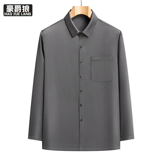 13627074.中老年翻领长袖衬衫爸爸唐装单上衣父亲冰爽衣服老人男装春夏
