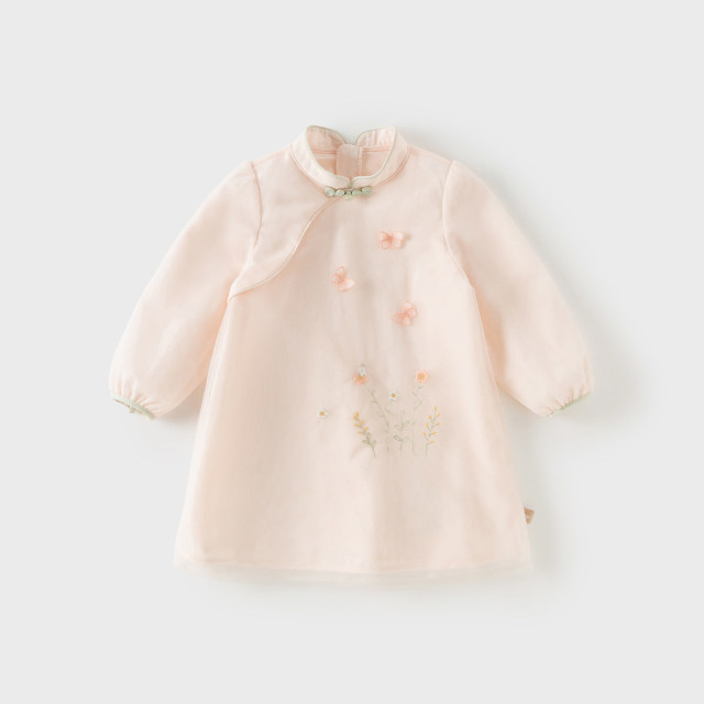 13626599.戴维贝拉女童连衣裙秋装新款宝宝汉服儿童中国风网纱裙