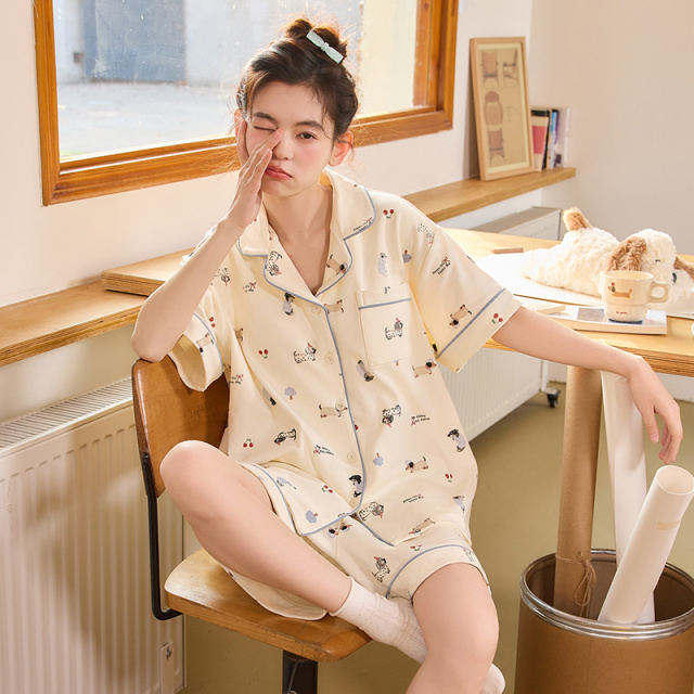 13628935.派邦奴开衫时尚满印花女生夏季短袖可外穿套装qh