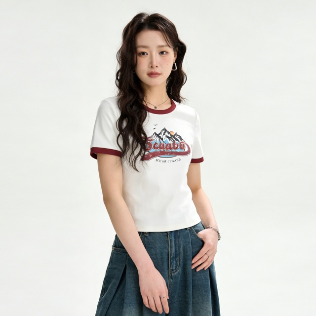 13715482.it ccaabb女装夏季休闲修身女式短款短袖T恤
