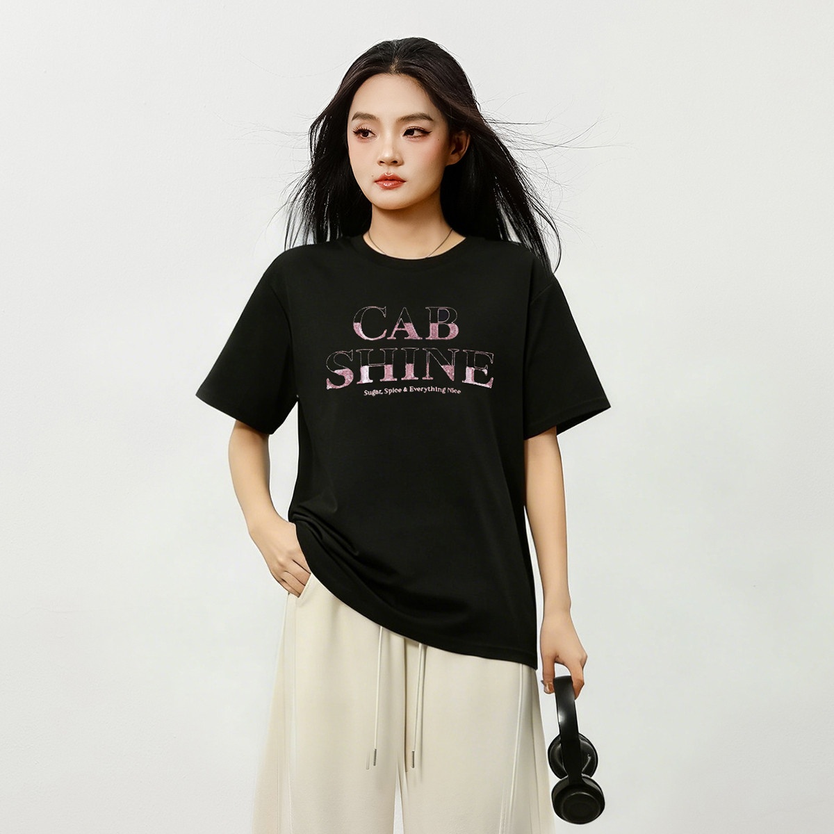 13715458.i.t ccaabb字母印花圆领短袖T恤女夏季休闲百搭上衣ins