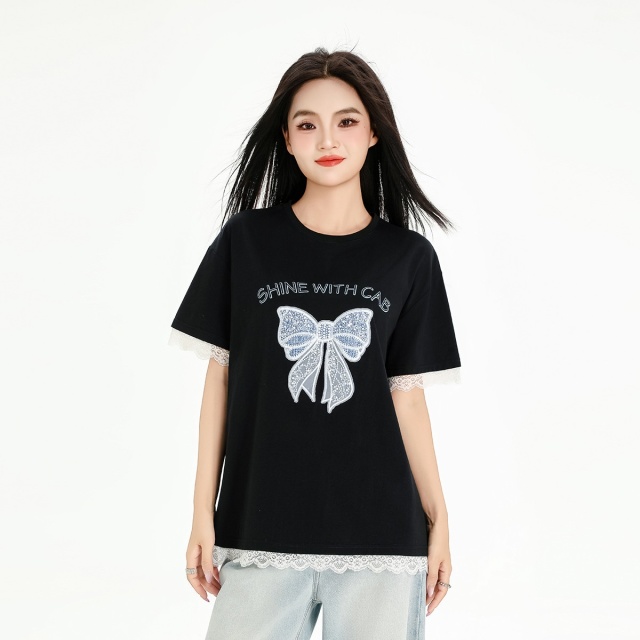 13715469.it ccaabb韩系少女休闲运动服套装女夏季蕾丝拼接短袖