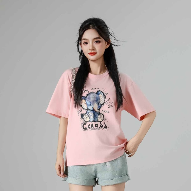13715485.it ccaabb圆领宽松T恤女夏季印花短袖上衣