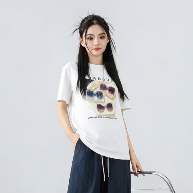 13715487.i.t ccaabb女装个性百搭t恤2025夏季休闲印花圆领短袖