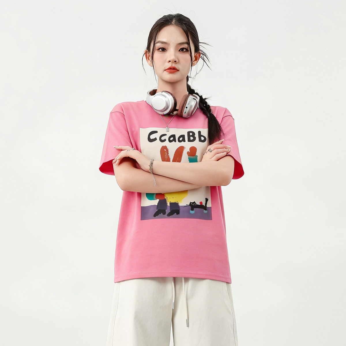 13715494.i.t ccaabb女装2025夏季休闲宽松卡通印花短袖