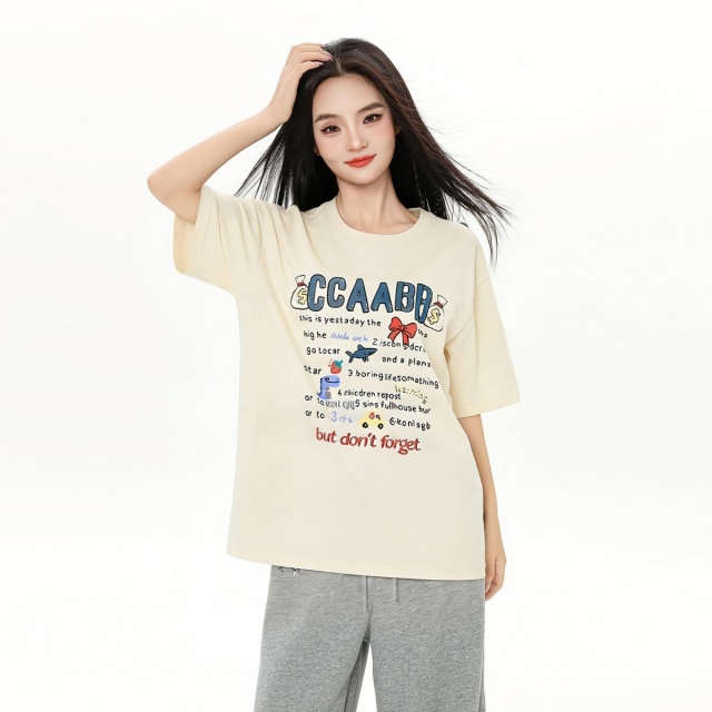 13715511.i.t ccaabb女装百搭短袖2025夏季潮流字母印花上衣女