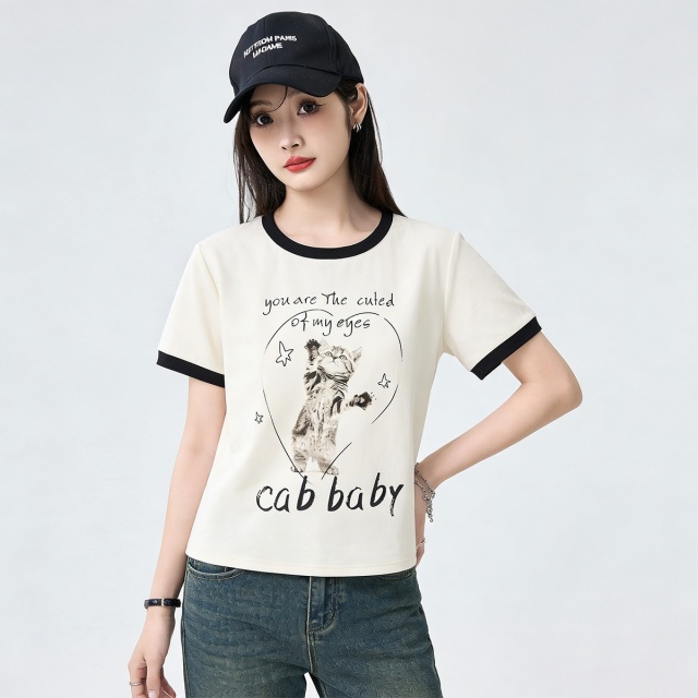 13715472.it ccaabb女装2025夏季舒适休闲圆领女式短款短袖T恤