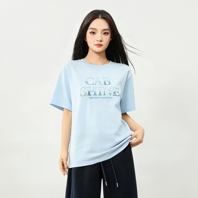13715458.i.t ccaabb字母印花圆领短袖T恤女夏季休闲百搭上衣ins