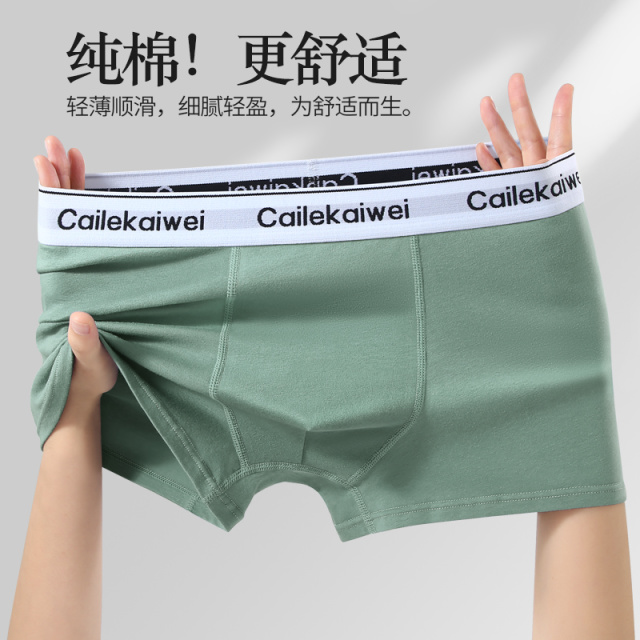 13632876.【买4送1】派邦奴纯棉抗菌款中腰舒适男士四角平角内裤yy