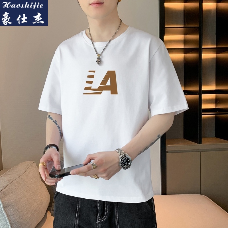 13629022.《休闲舒适》夏季新款潮牌圆领T恤男时尚百搭简约潮流短袖