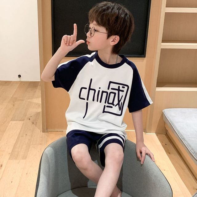 13632960.派邦奴夏季新款男童中童中国印花睡衣套装yt