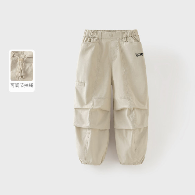 13629975.戴维贝拉男童工装裤秋装新款儿童梭织裤子伞兵裤中大童休闲裤