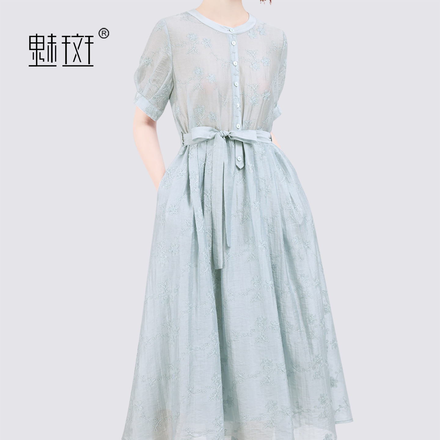 13630611.魅斑看连衣裙收腰裙子