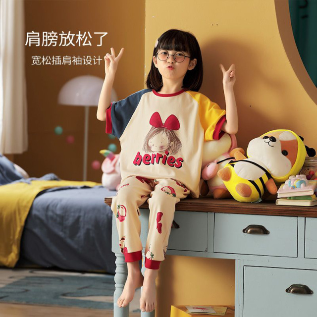 13633189.派邦奴夏季26年新款中童纯棉短袖长裤睡衣套装yt
