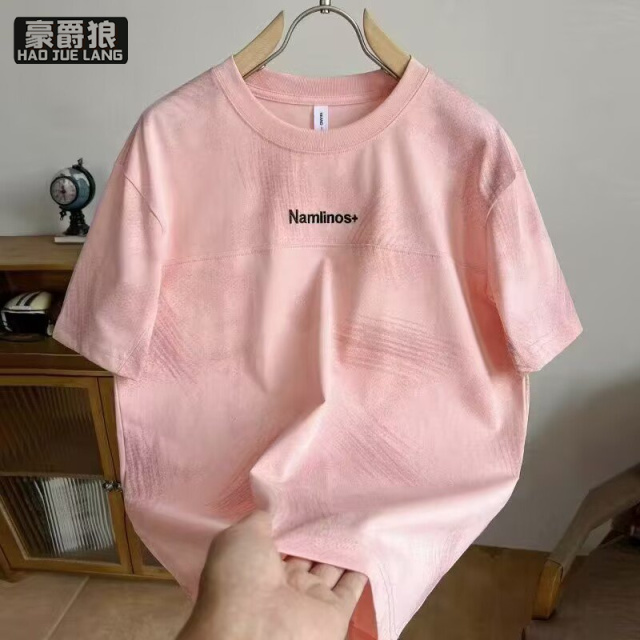 13633550.夏季新款扎染设计感简约圆领短袖T恤男士休闲半袖上衣ins潮牌