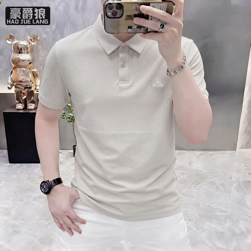 13633571.翻领短袖夏季薄款亚麻棉polo衫上衣男装潮流韩版修身时尚商务T恤
