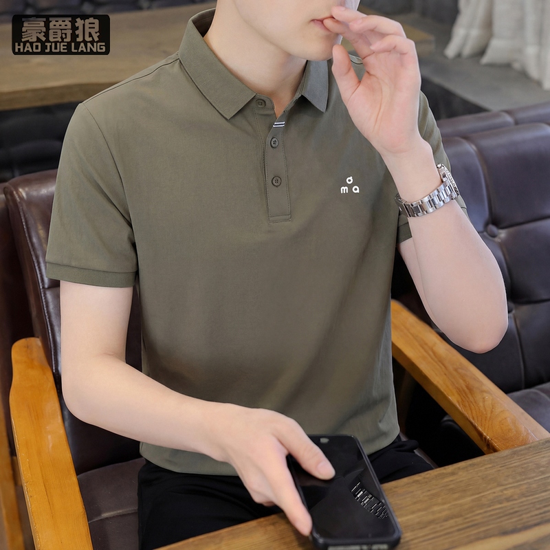 13633618.夏季新款高端休闲翻领POLO衫男短袖衬衫领冰丝半袖体恤衫男装上衣