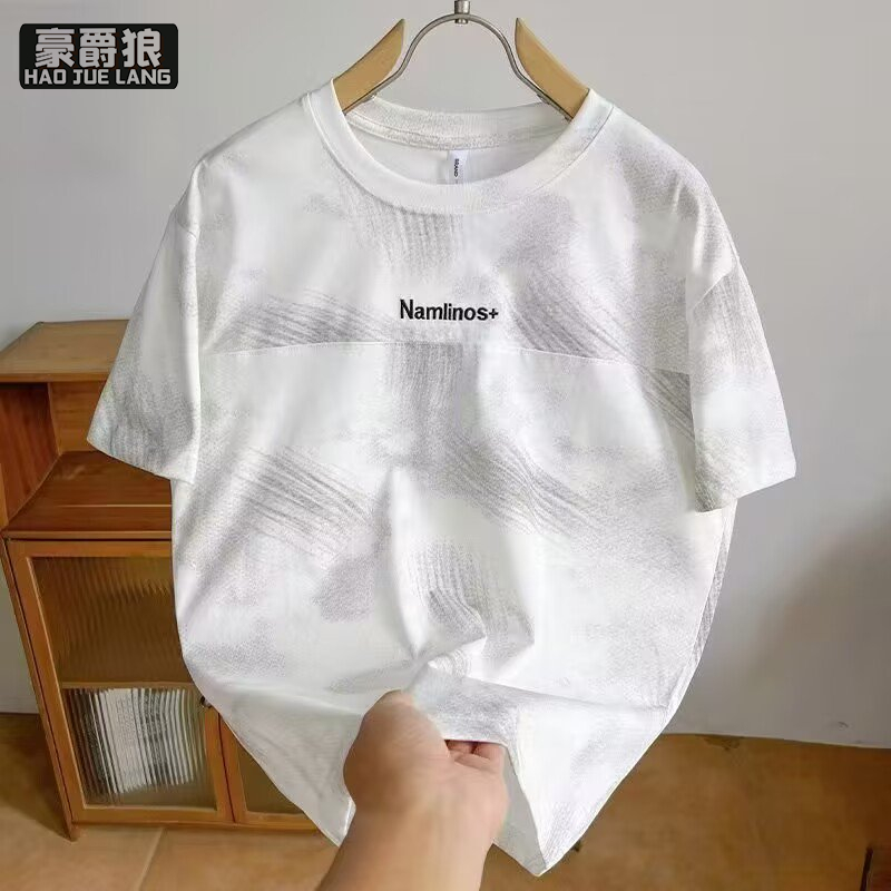13633550.夏季新款扎染设计感简约圆领短袖T恤男士休闲半袖上衣ins潮牌