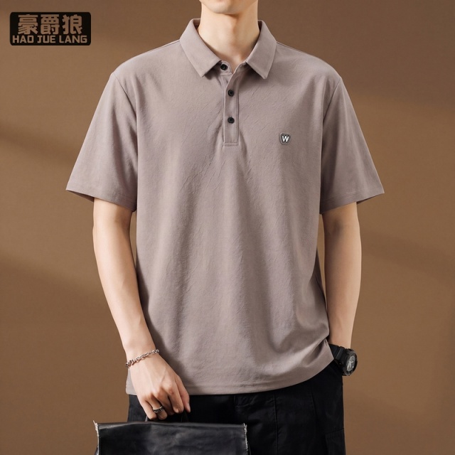 13633537.冰丝短袖T恤男士夏季透气亲肤轻薄款短袖潮流高档休闲翻领POLO衫