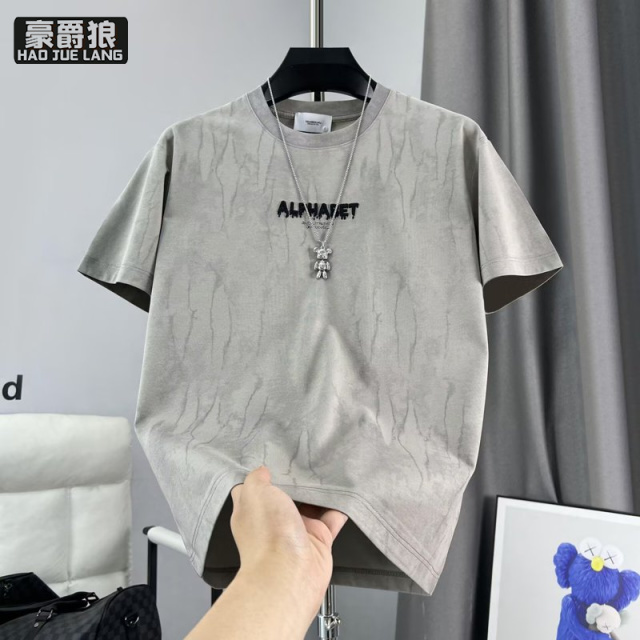 13633565.潮流时尚百搭男士短袖夏季新款扎染刺绣凉感半袖男款圆领T恤