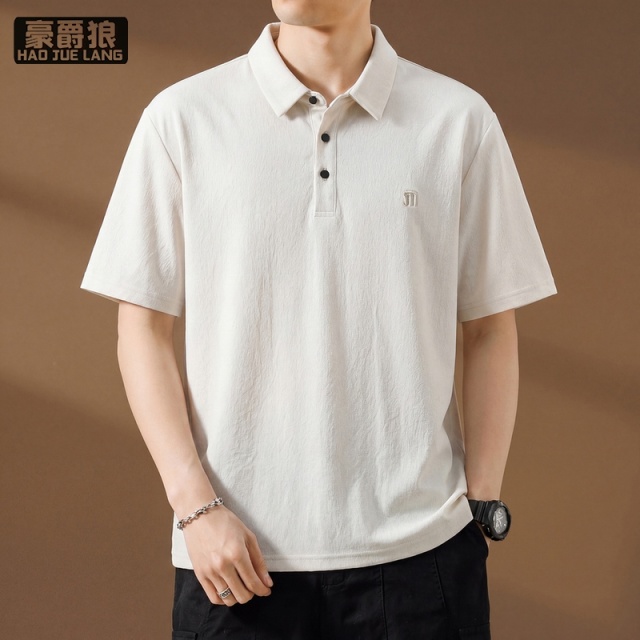 13633585.冰丝短袖T恤男士夏季透气亲肤轻薄款短袖潮流高档休闲POLO衫翻领