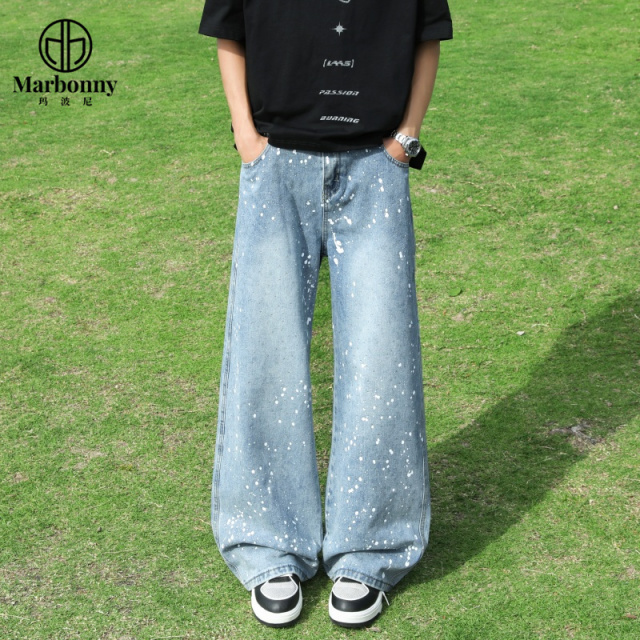 13637222.夏季青少年大童男士牛仔裤休闲阔腿裤