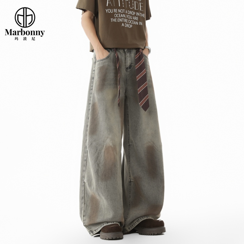 13637220.夏季青少年大童男士牛仔裤休闲宽松弯刀裤