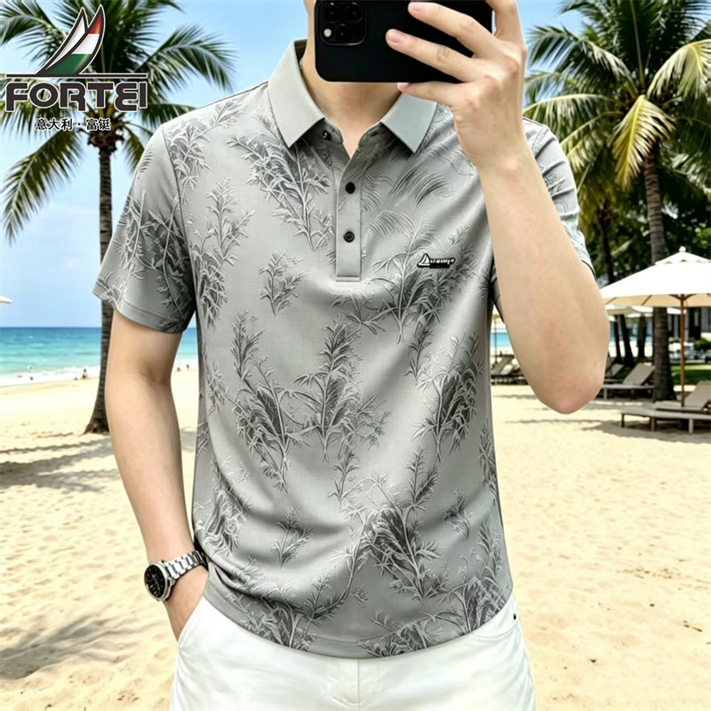 13638559.【99元任选2件】富铤短袖POLO衫男夏季透气舒适青年户外百搭印花短袖POLO衫
