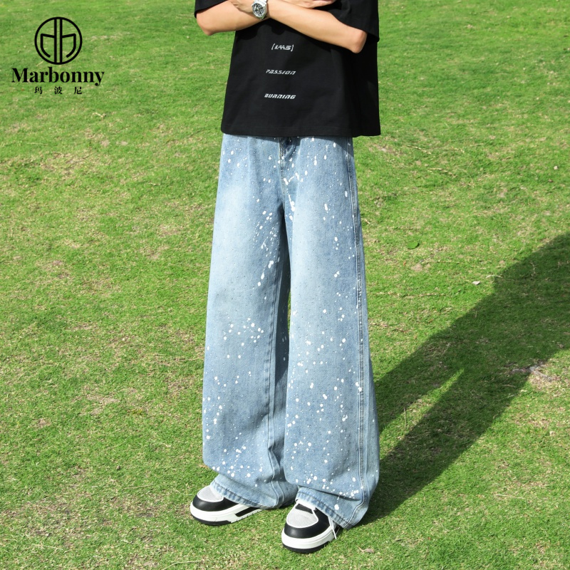 13637222.夏季青少年大童男士牛仔裤休闲阔腿裤