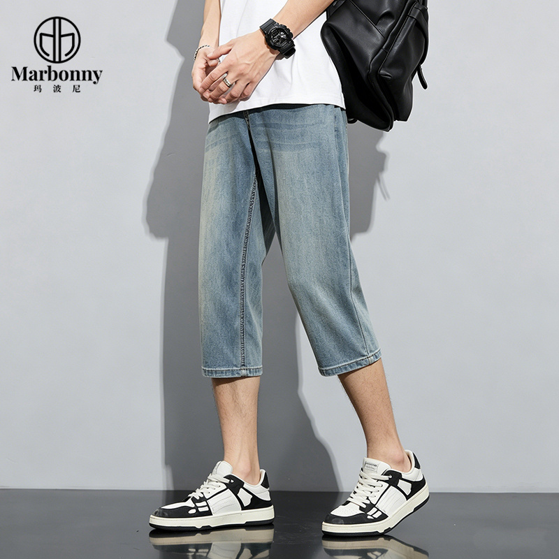 13639657.夏季薄款莱赛尔男士牛仔七分裤