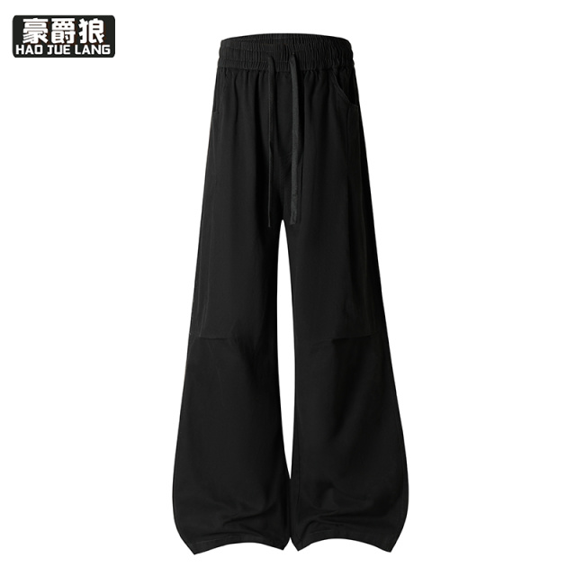 13654402.纯棉休闲裤子男夏季薄款宽松直筒裤舒适新款美式垂感阔腿工装长裤