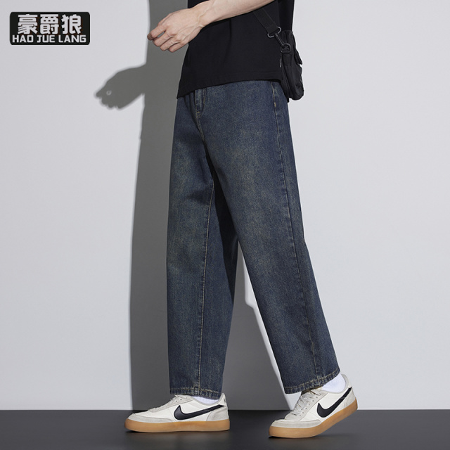 13654477.夏季男款潮牌直筒九分牛仔裤薄款宽松潮流日常通勤百搭透气休闲裤