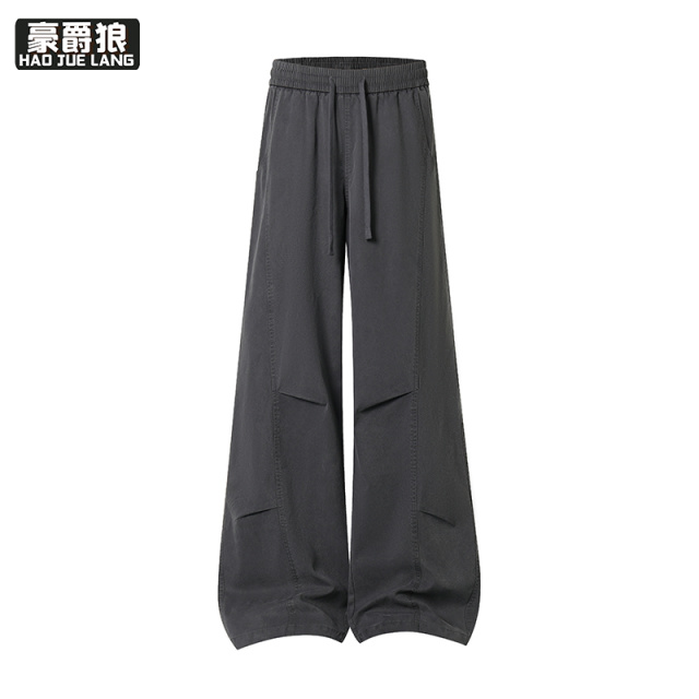 13654425.天丝男士裤子舒适新款夏季薄款美式工装解构褶皱冰丝直筒休闲长裤