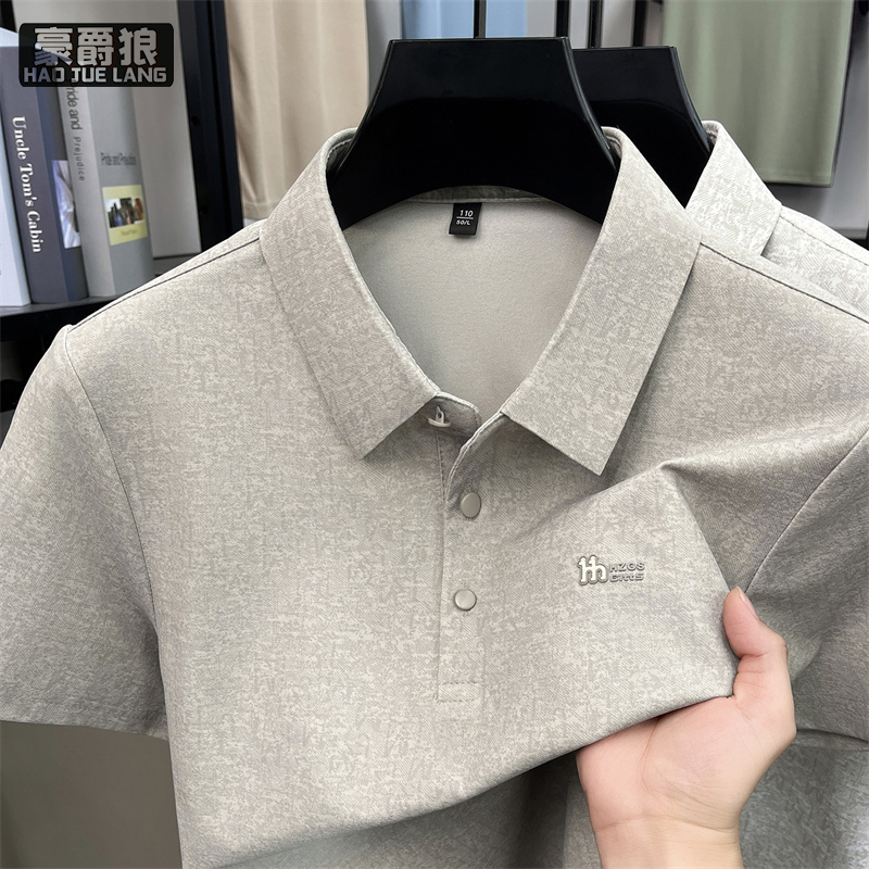 13654463.男士夏季轻奢商务休闲翻领POLO衫简约潮流宽松百搭透气上衣