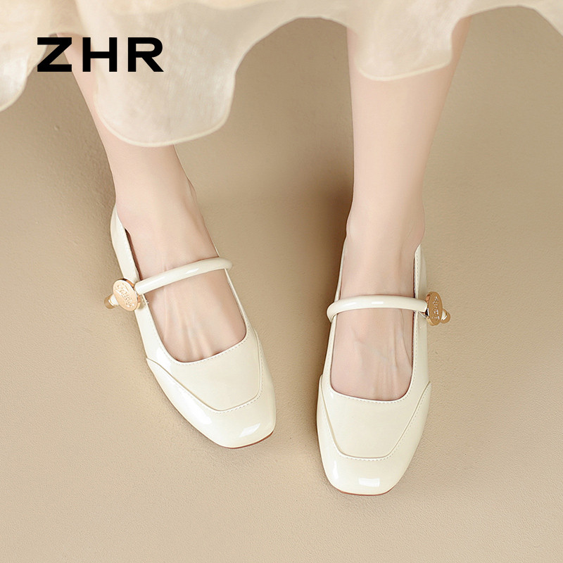13641547.【ZHR则则】平底玛丽珍鞋圆头套脚平底女鞋[镜面PU]