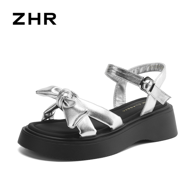 13641582.【ZHR则则】厚底凉鞋露趾搭扣厚底女鞋[PU]