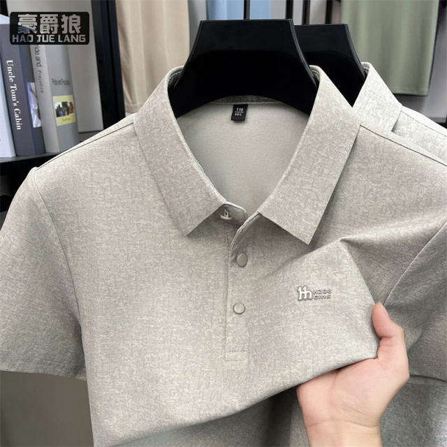 13654463.男士夏季轻奢商务休闲翻领POLO衫简约潮流宽松百搭透气上衣