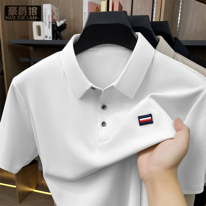 13654459.潮牌短袖polo衫男夏季新款冰丝翻领T恤凉感肌理感半袖男款打底衫